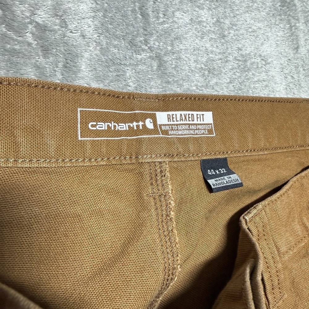 Carhartt Relaxed Fit Work Pants Men's 44X32 Brown Tan Canvas Straight - Picture 6 of 9